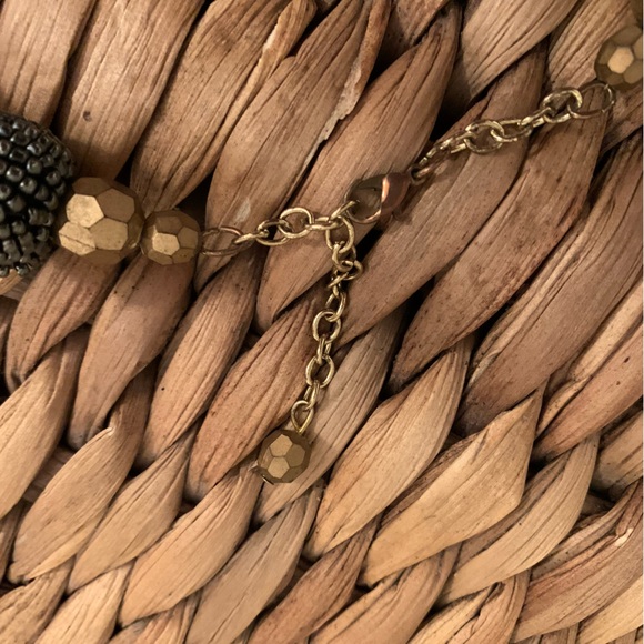 Braided Beaded Silver & Gold Toned Necklace - Picture 4 of 5